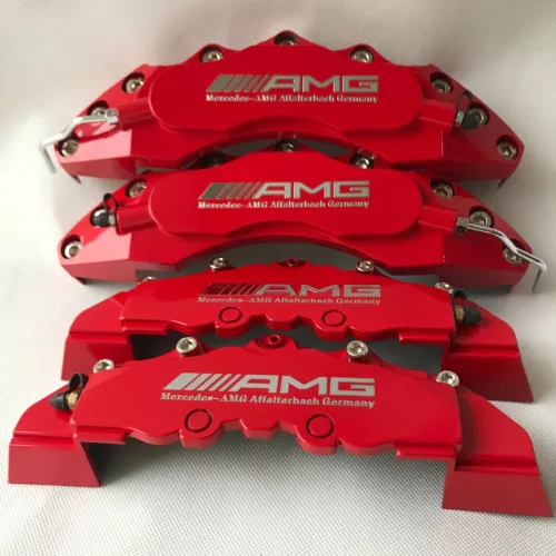 Red AMG Silver Logo Car Disc Brake Caliper Covers Front &Rear for Benz E280 E350 - Picture 4 of 14