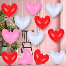 12 Pcs 16 Inch Inflatable Heart Decorations for Valentine's Day Outdoor Use