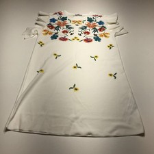 Zara Dress Womens S Collection White Floral Print Flutter Sleeve Crepe Stretch