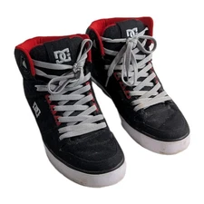DC Spartan High Tops Skate Shoes Black With Red And White Men's Sz 10.5