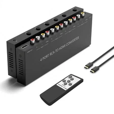 4-Port RCA to HDMI Converter Support 4:3/16:9 for Sega Xbox PS1 PS2 PS3