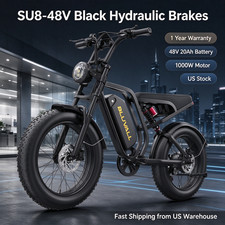 Bluvall Electric Bikes for Adult 31MPH 20" Fat Tire 48V Hydraulic Brake Off Road