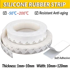 Adhesive Backed Silicone Rubber Strip - Roll - Various Widths, Thickness & Lengt