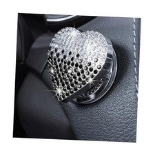 Bling Car Engine Start Button Cover, Heart Shape Rhinestone Push Gradient Black