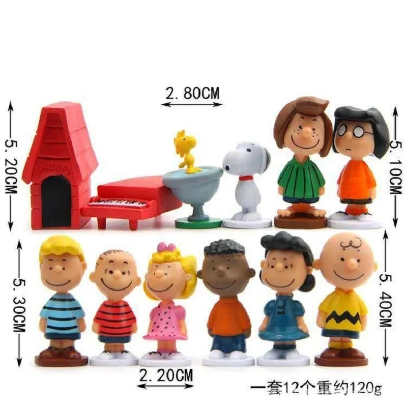 Die Peanuts Figuren 12 Stk. Sammlung Charlie Brown Snoopy Linus Comic Serie Doll - Bild 2 von 4