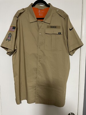  LAS VEGAS RAIDER NIKE SALUTE TO THE TROOPS BUTTON DOWN SHIRT GREAT COND  XL