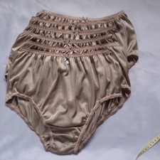 6 Underwear Nylon Panties Unisex Silky Soft Smooth Briefs Waist 30"-36" L/Brown