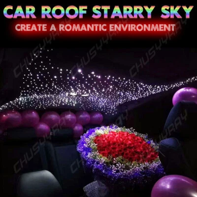 CHUSYYRAY 300pcs LED Twinkle Fiber Optic Light Star Ceiling Kit DIY Car 12v RGBW Decor US