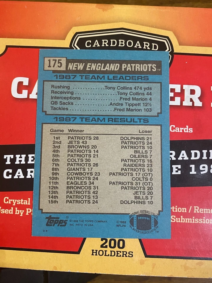 1988 Topps #175 IRVING FRYAR Centered Sharp | Patriots Team Leaders V441 - Image 2 of 2