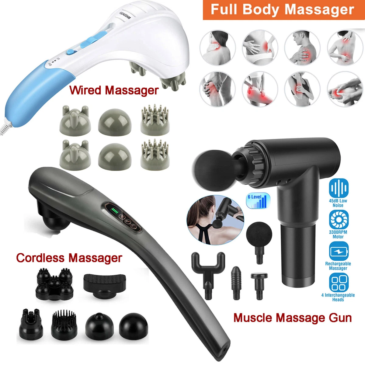 iMounTEK Cordless Electric Back Massager Deep Tissue Rechargeable Massager