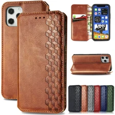 Flip Wallet Card Pocket Leather Case for iPhone 16E 14 15 17 Pro Max 16 11 12 7