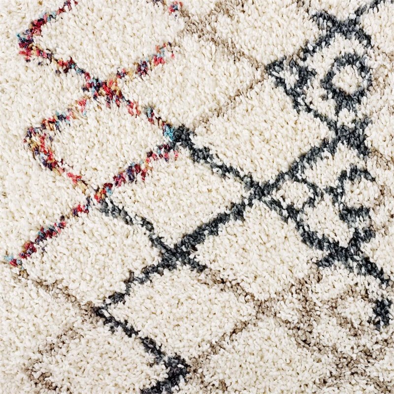 Modway Skadi Polypropylene Rainbow Diamond Shag Area Rug in Multi-Color ...