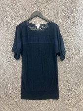Ann Taylor Loft Blue Shift Dress Woven Blend Sheer Top Women's Size XL