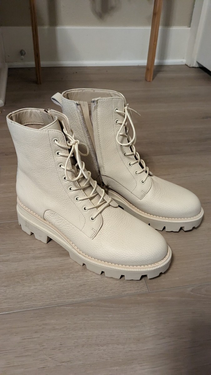 Sam Edelman Garret Platform Combat Boot Modern Ivory Leather