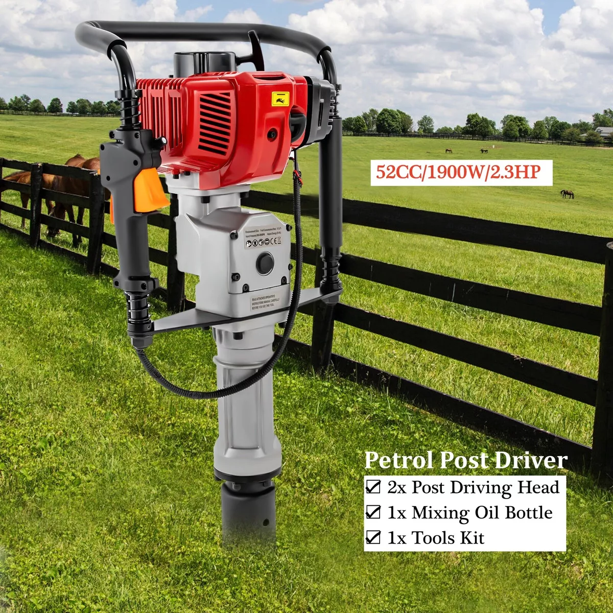 52cc Petrol Pile Driver Fence T Post Driver Knocker Push Pile Hand