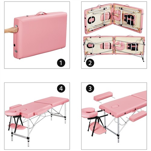 Aluminum Adjustable Massage Table Portable Salon Bed Spa Table PINK - Picture 7 of 10