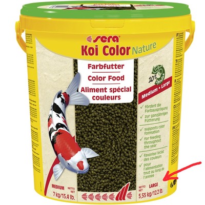 21 Liter Teich Fischfutter Granulat sera KOI COLOR LARGE Nature