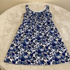 Ann Taylor Loft Womens Blue Splash Print Sleeveless Fit And Flare Dress Size 0