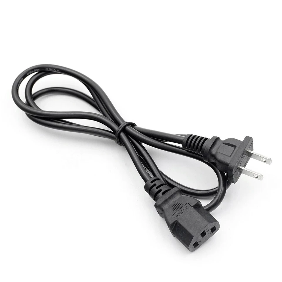 US 3 Prong 2 Pin Main Power Cord Adapter Cable PC Desktop Laptop Universal - Image 3 of 3