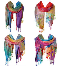 Paisley Pashmina Women Winter Fall Scarf Shawl Wrap  Valentine Gift  Rainbow