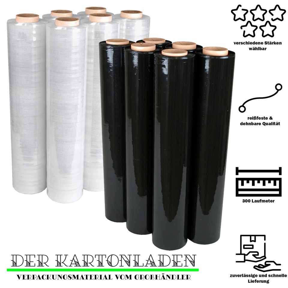 KK VERPACKUNGEN © Strechfolie 500mm x 300 m Stretchfolie Palettenfolie Folie