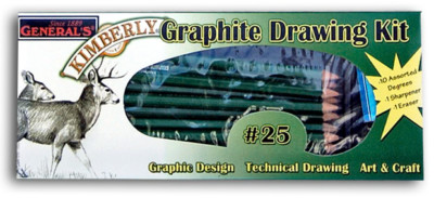 NEW General's Kimberly #25 Graphite Drawing Pencil Kit   10 Degrees/Shades
