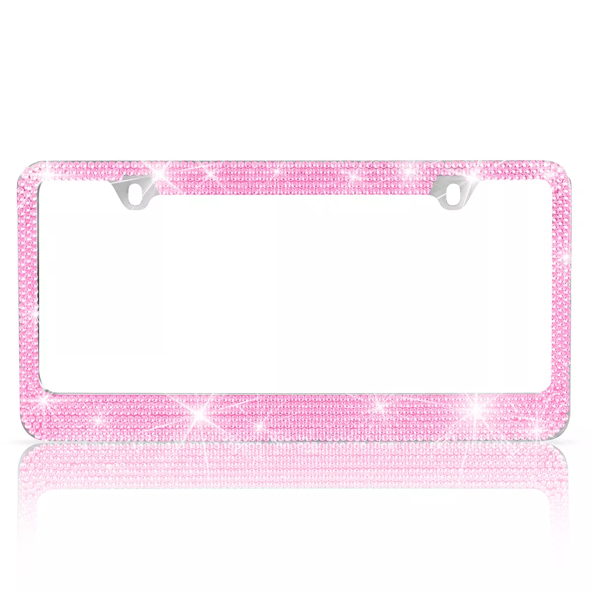 Metal Pink Crystal Glitter License Plate Frame Universal Fit eBay