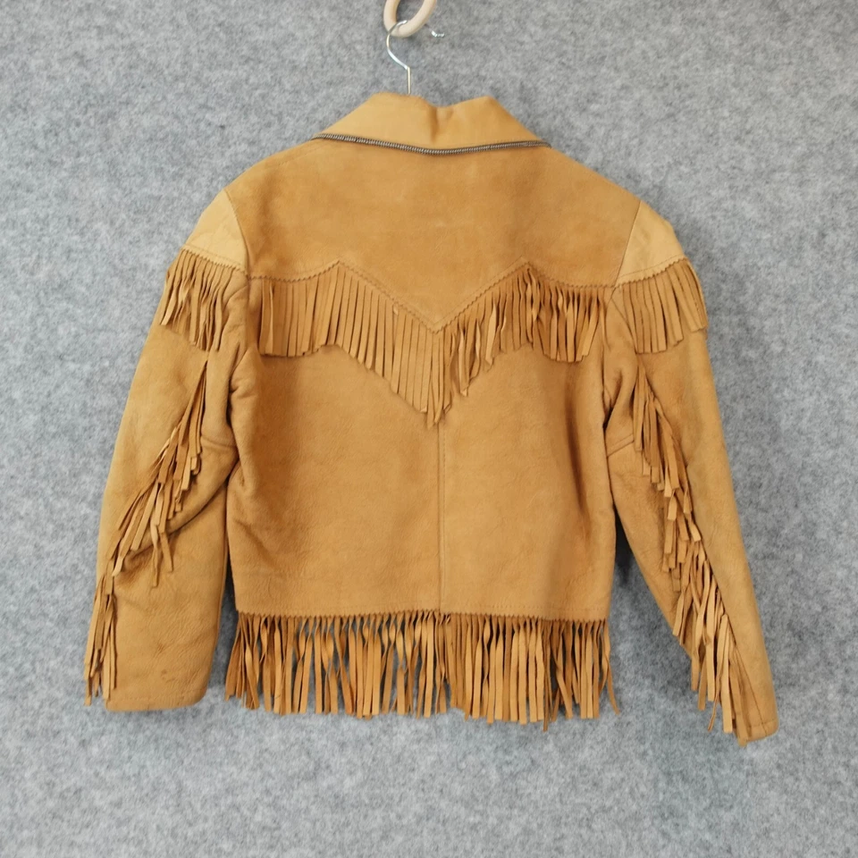 20s 30s VTG SEARS Cowboy Leather Jacket Kids 6 7 Western Fringe BOYVILLE Roebuck - Image 2 of 4