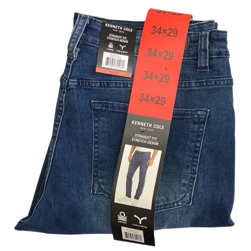 Kenneth Cole Men's Straight Fit 2 Way Stretch Denim Jeans - Picture 24 of 30