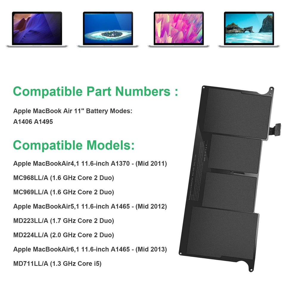 A1406 A1465 Battery for MacBook Air 11’’ Mid 2012 2013 Early 2014 2015 36Wh - Image 3 of 4