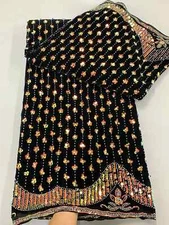 Velvet Sequins Lace Fabric Handmade Beaded Pearls Lace Fabric Woman Party Dress