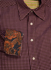 ROBERT GRAHAM PURPLE FLIP CUFF COTTON SHIRT LARGE  2-175 