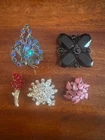 Vintage Costume Jewelry Brooch Lot of 5 Gold Silver Tone Floral Pins