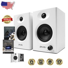 Desktop PC Speakers 60W Stereo, Bluetooth 5.3, 3" Woofer, Wood Enclosure, White