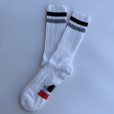 VTG Socks Mid Calf Crew Athletic VTG White Black Grey Striped 80s 90s NOS 9-11