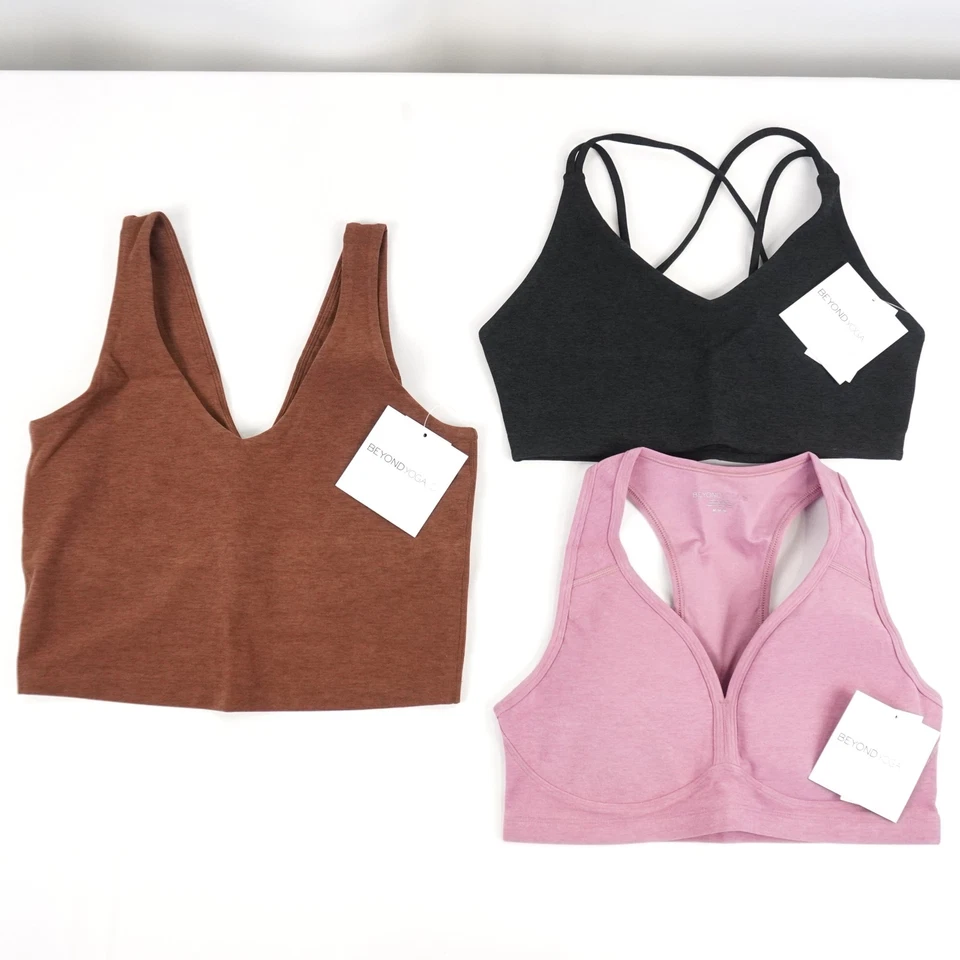 Beyond Yoga Spacedye Sports Bras & Cropped Tank Top - Women's Size M Lot of 3