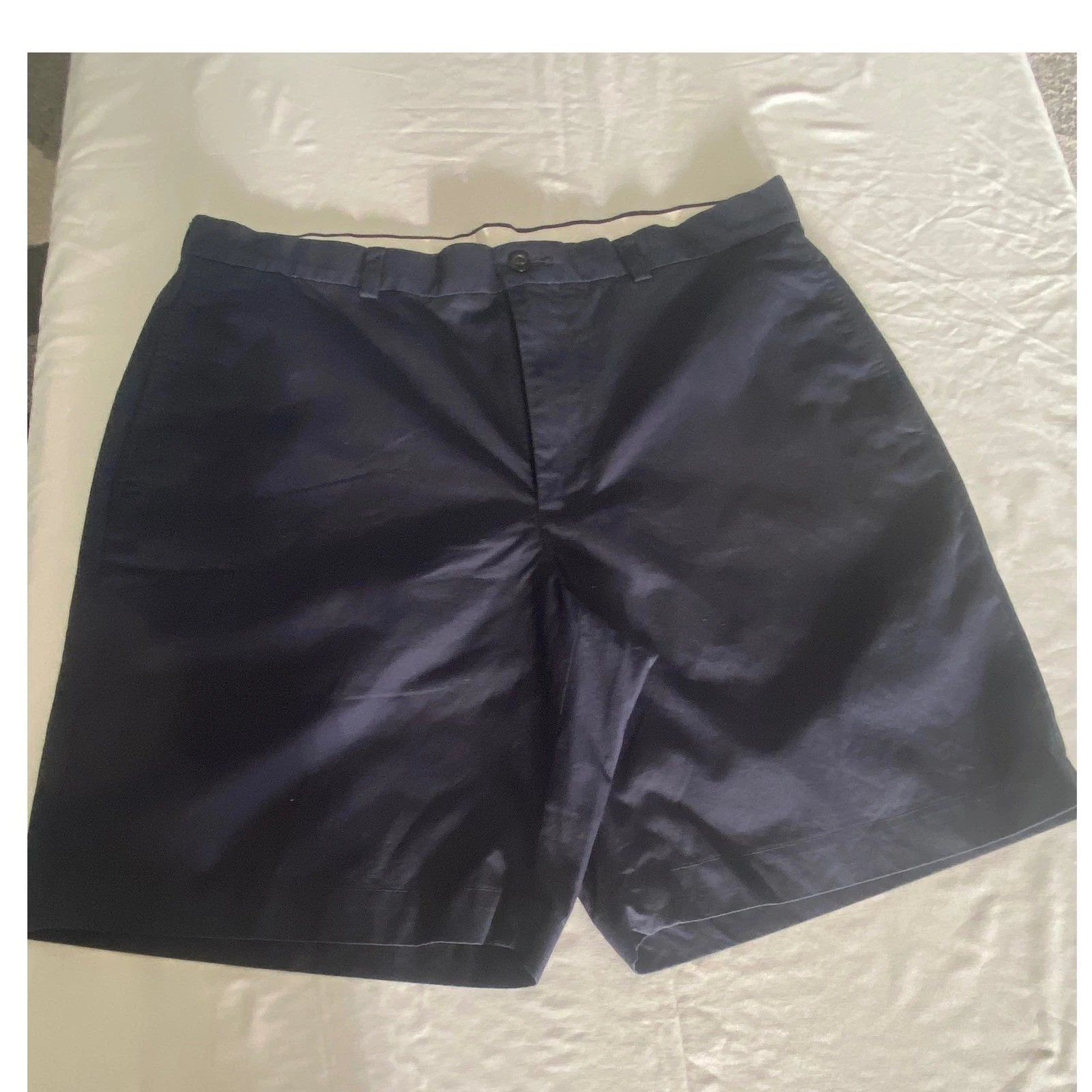 Brooks Brothers 346 Mens Navy Blue Chino Shorts Size 36 100% Cotton Flat Front