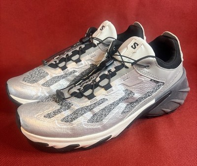Salomon Speedverse PRG Mens 11 Silver & Frost Grey Running Trail Shoes. NICE!