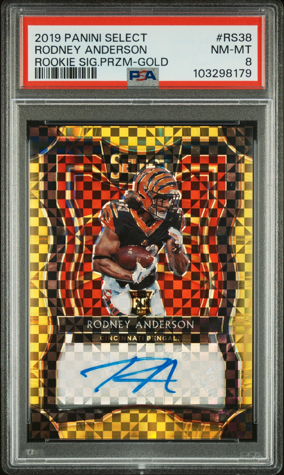 Rodney Anderson Panini Select Rookie Signature Prizm #RS38 Gold