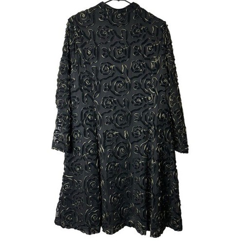IC Collection By Connie USA Black Rose Rosette Ribbon Jacket Vintage USA 4703J M - Picture 5 of 10