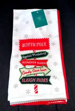 NEW!  2 pk White/Red ChRiStMas "Signs" "North Spruce Lane" Kitchen TOWELS  NWT