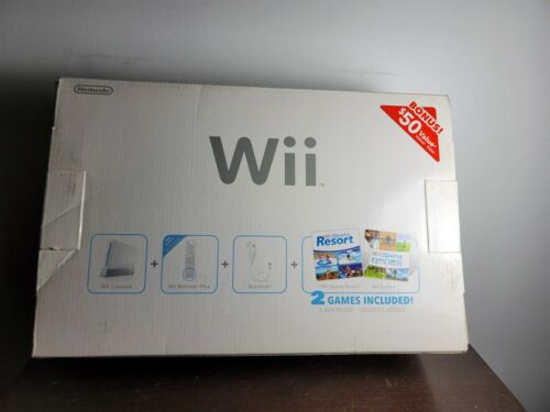 NEW Nintendo Wii Black Wii Sports Resort MotionPlus Bundle System Console - Picture 1 of 8