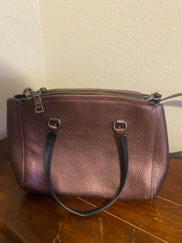 Coach Stanton Carryall 26 in Pebble Leather Metallic Burgundy 36877 - Picture 6 of 20