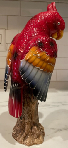 Vintage tropical Parrot Macaw Figurine Colorful Bird Figure 15" tall - Picture 1 of 8