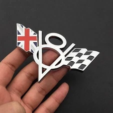 3D Metal Chrome V8 UK Flag Car Body Rear Trunk Lid Badge Emblem Decal Sticker