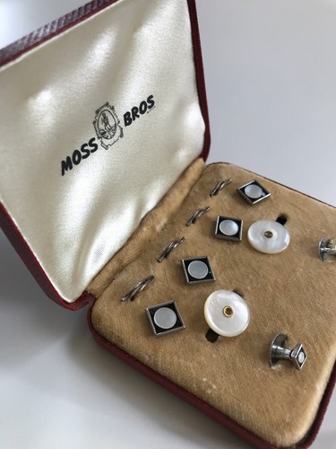 MOSS BROS - VINTAGE STYLISH MEN’S CUFFLINKS AND DRESS STUDS SET MADE IN ENGLAND - Picture 2 of 12