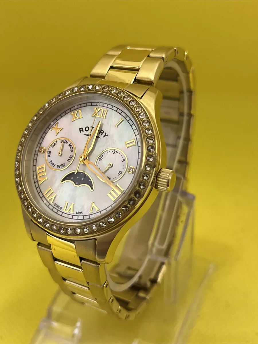 rotary moonphase pink mother of pearl watch for ladies Gold Colour