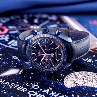 Omega Speedmaster Moonphase Ceramic Blue Dial Aventurine - 304.93