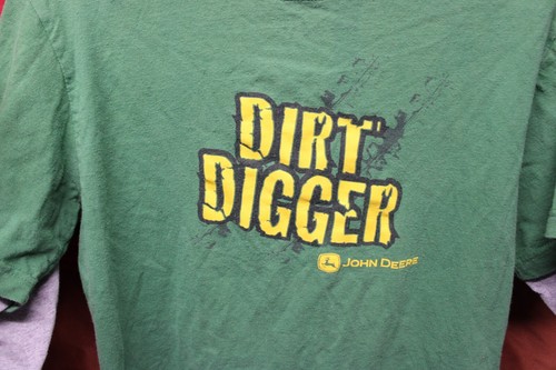 John Deere Boy's Green Dirt Digger T-Shirt Size Large top shirt school farm play - Picture 3 of 7