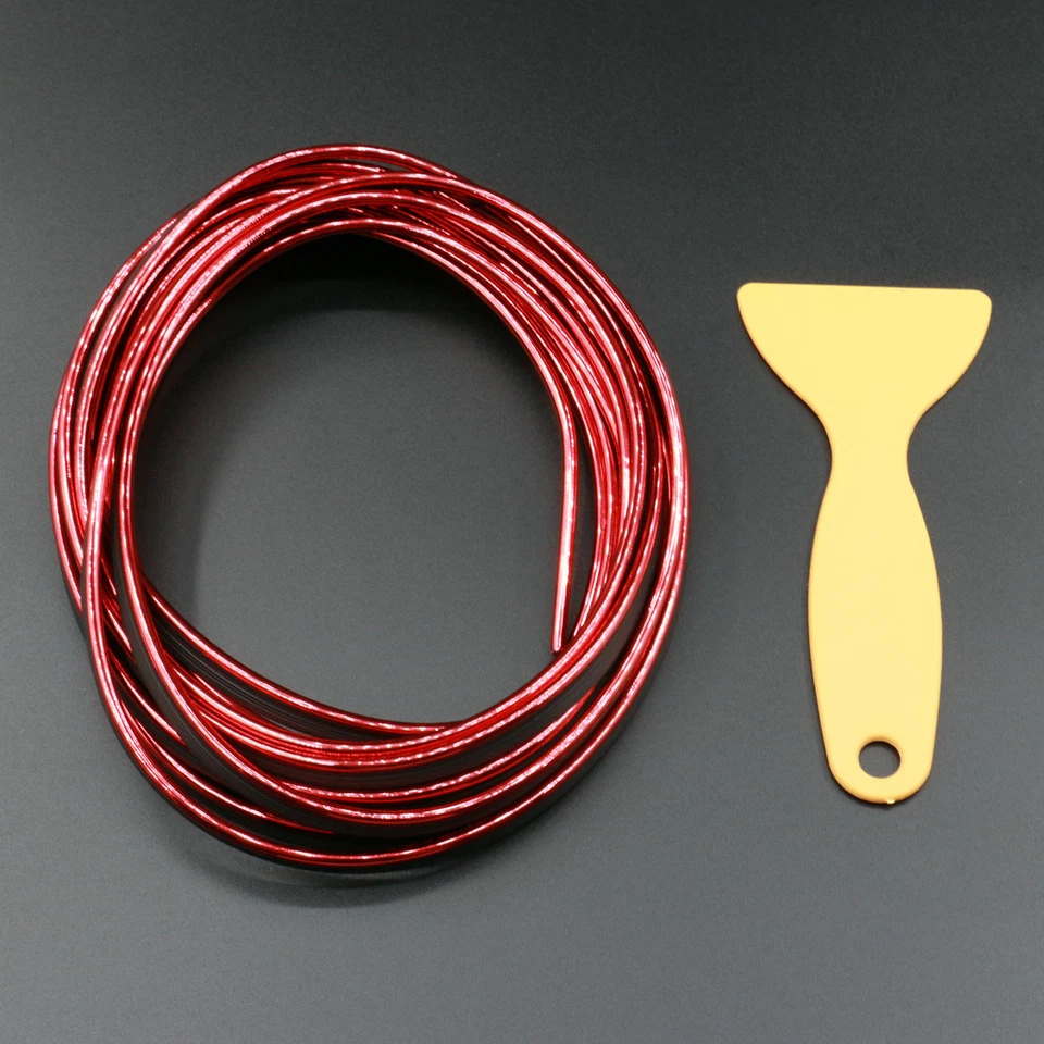 Tira de Relleno Decorativa Moldura Estilo Coche Universal Rojo 5M Interior Exterior Foto 2 de 4